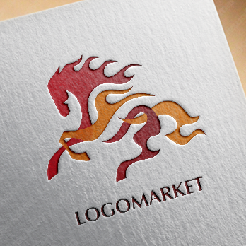 馬と炎と火のロゴ