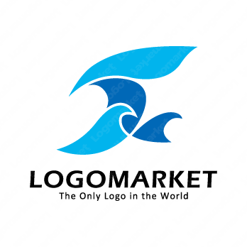 海と波と前進のロゴ