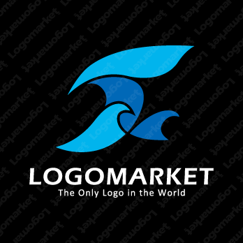 海と波と前進のロゴ