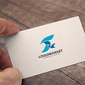 海と波と前進のロゴ