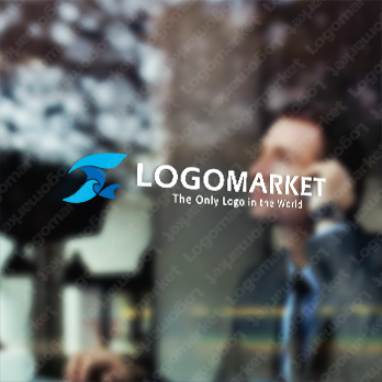 海と波と前進のロゴ