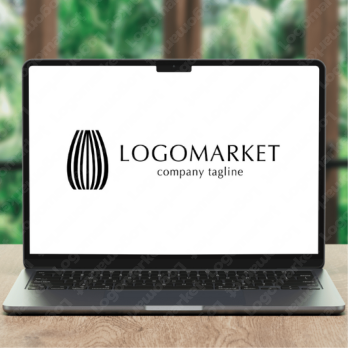 茶器とお茶と和風のロゴ