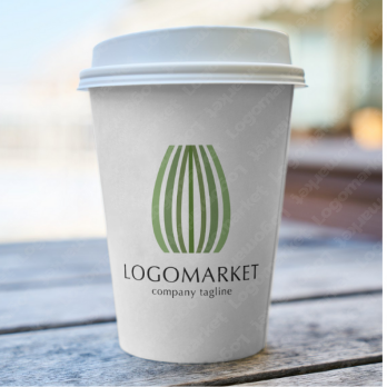 茶器とお茶と和風のロゴ