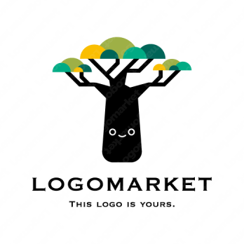 木と想像と成長のロゴ