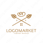 小麦とパンと家のロゴ