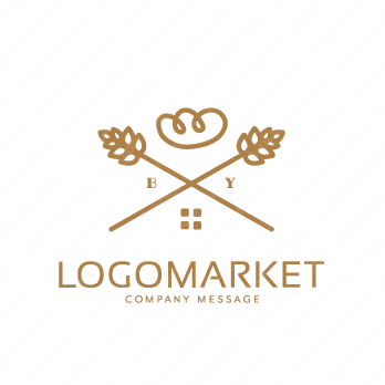 小麦とパンと家のロゴ