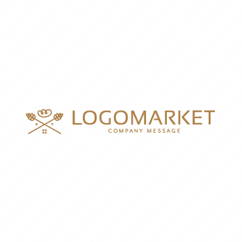 小麦とパンと家のロゴ