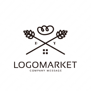 小麦とパンと家のロゴ