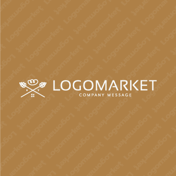 小麦とパンと家のロゴ