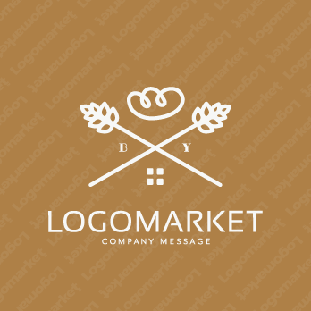 小麦とパンと家のロゴ