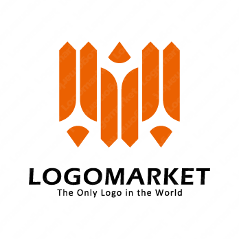 えんぴつと柱と家紋のロゴ