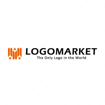 えんぴつと柱と家紋のロゴ