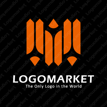 えんぴつと柱と家紋のロゴ