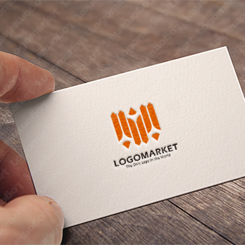 えんぴつと柱と家紋のロゴ