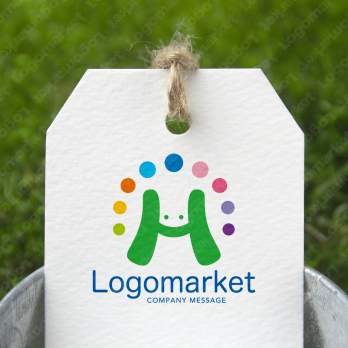 Hと虹と笑顔のロゴ