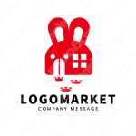 うさぎと家と足跡のロゴ