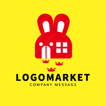 うさぎと家と足跡のロゴ