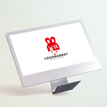 うさぎと家と足跡のロゴ