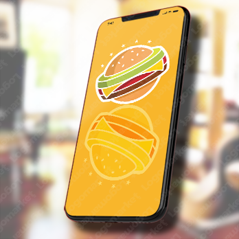 球とファーストフードとパンのロゴ