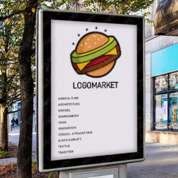 球とファーストフードとパンのロゴ