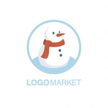 スノーマンと雪と冬のロゴ