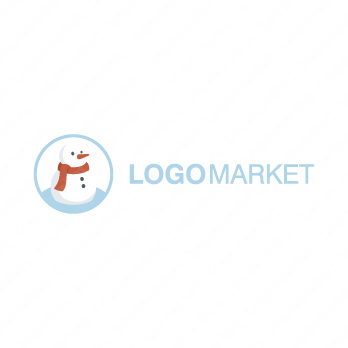 スノーマンと雪と冬のロゴ