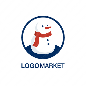 スノーマンと雪と冬のロゴ