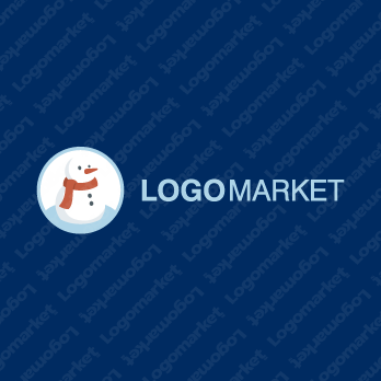 スノーマンと雪と冬のロゴ