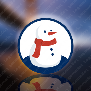 スノーマンと雪と冬のロゴ