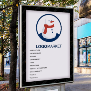 スノーマンと雪と冬のロゴ
