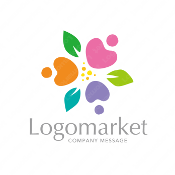 人とハートと花のロゴ