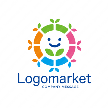 若葉と成長とカラフルのロゴ