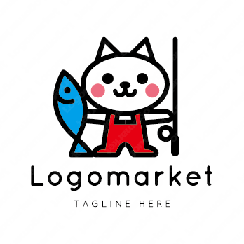 猫と魚と釣りのロゴ