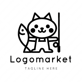 猫と魚と釣りのロゴ
