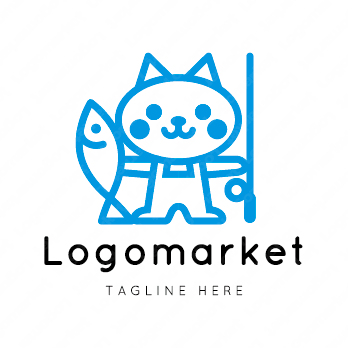 猫と魚と釣りのロゴ