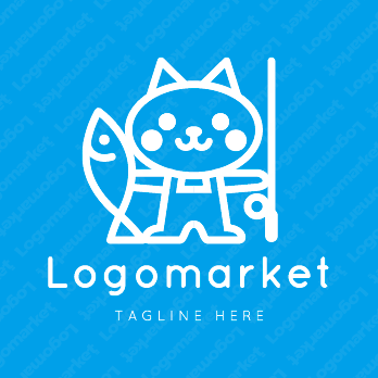 猫と魚と釣りのロゴ