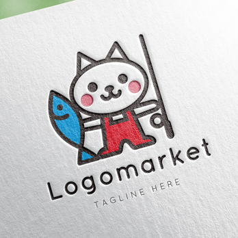 猫と魚と釣りのロゴ