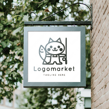 猫と魚と釣りのロゴ