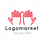 手と運命の赤い糸と人のロゴ