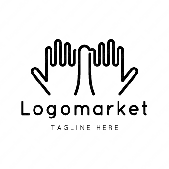 手と運命の赤い糸と人のロゴ