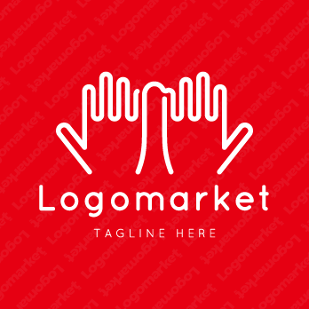 手と運命の赤い糸と人のロゴ