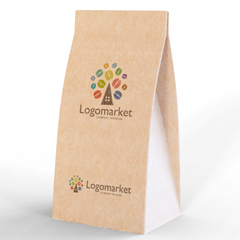 コーヒー豆と木とナチュラルのロゴ