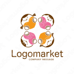 ハートとキャラクターとコミュニケーションのロゴ