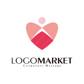 ハートと前向きと人のロゴ