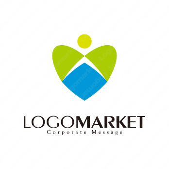 ハートと前向きと人のロゴ