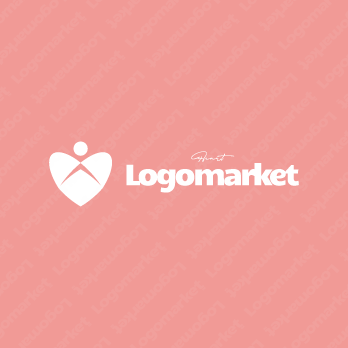 ハートと前向きと人のロゴ