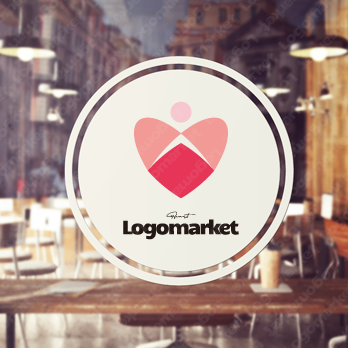 ハートと前向きと人のロゴ