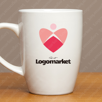 ハートと前向きと人のロゴ