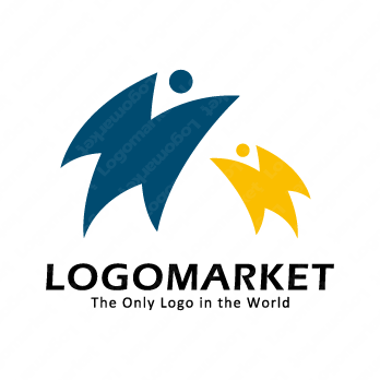 コウモリと親子とチームのロゴ