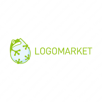 雨とカエルと梅雨のロゴ